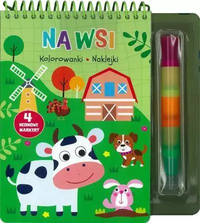 Taniej NA WSI. KOLOROWANKI, NAKLEJKI, 4 NEONOWE MARKERY