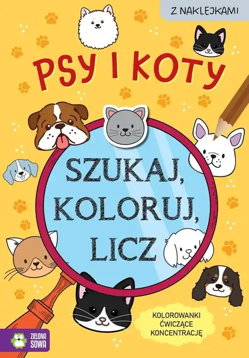Szukaj, koloruj i licz. Psy i koty Bezpieczne zakupy